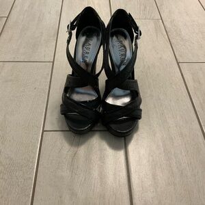 Ralph Lauren Fianna black snake patent leather high heels . Size 5B